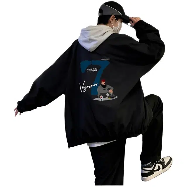 木木兔 潮牌美式高街男生穿搭长袖春秋外穿潮流百搭男士秋冬衣服国潮休闲时尚薄款字母外套夹克 男女同款