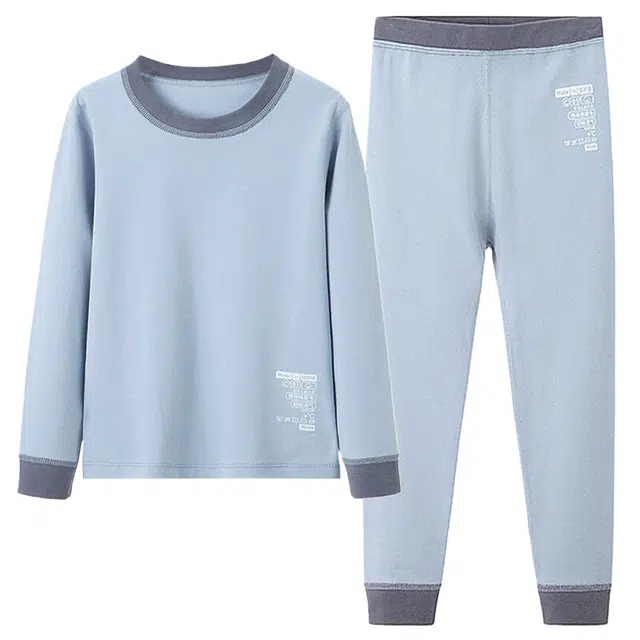 宜而爽 初高中学生纯棉轻暖秋衣秋裤青少年简约设计棉毛衫时尚款式衬衣线裤柔软舒适内衣保暖套装 男女同款