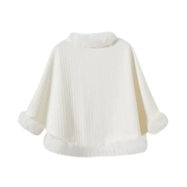 花山家的猫 可爱温柔甜美千金秋冬新中式珍珠斗篷毛绒披肩短款制服 女款