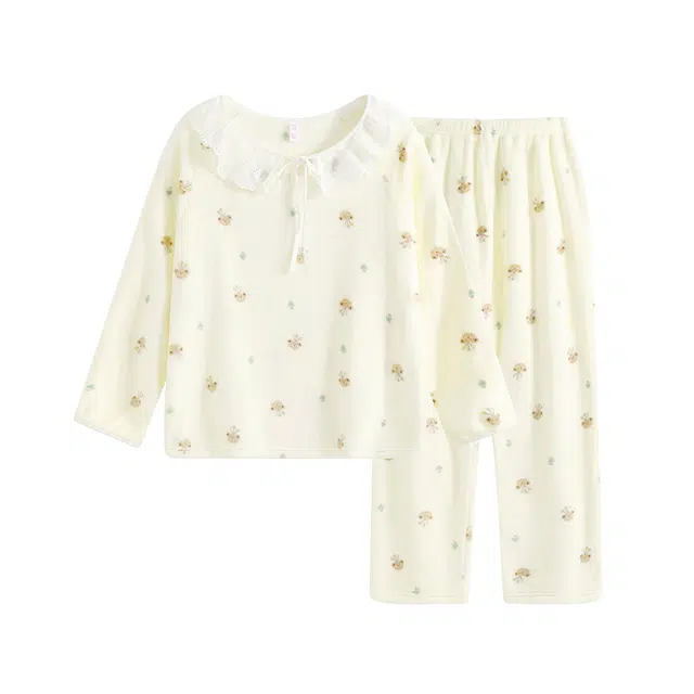 宫蝶 珊瑚绒卡通长袖家居服宽松休闲可外穿睡衣套装 女款