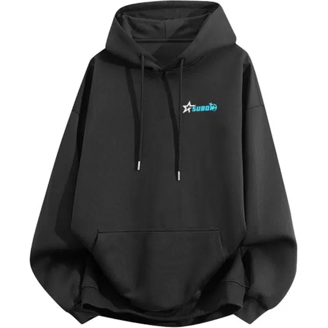 苏北青年 美式复古高街酷帅简约纯色基础款品牌字母创意设计宽松休闲时尚潮流舒适百搭通勤学生党帽绳落肩连帽卫衣 男女同款