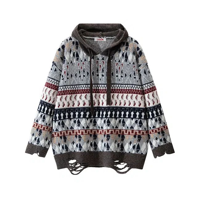 红蜻蜓 百搭休闲合身复古纽扣连帽针织衫外套 男女同款