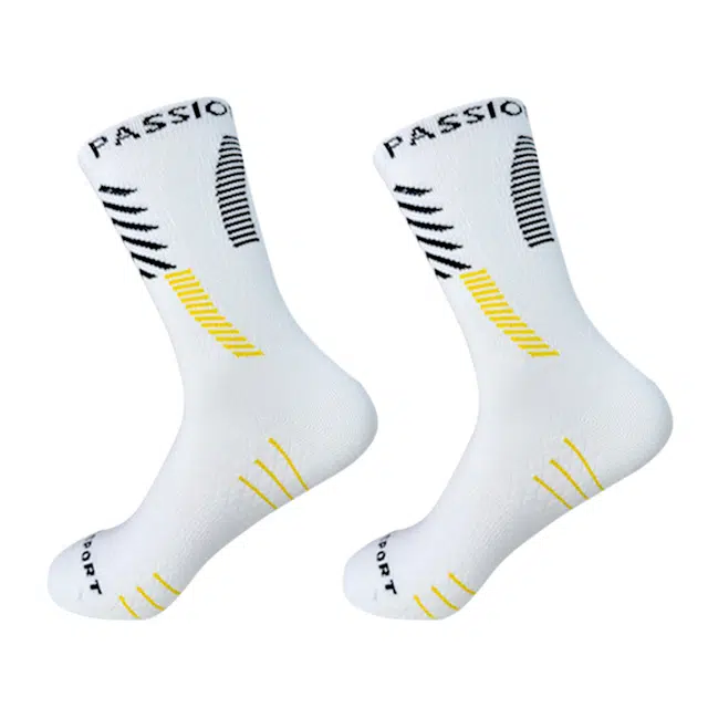 二三二三 轻弹减震专业潮流经典学院风运动袜轻盈舒适透气多功能柔软亲肤耐磨防滑防臭小腿袜羽毛球排球青少年可穿篮球袜 男款