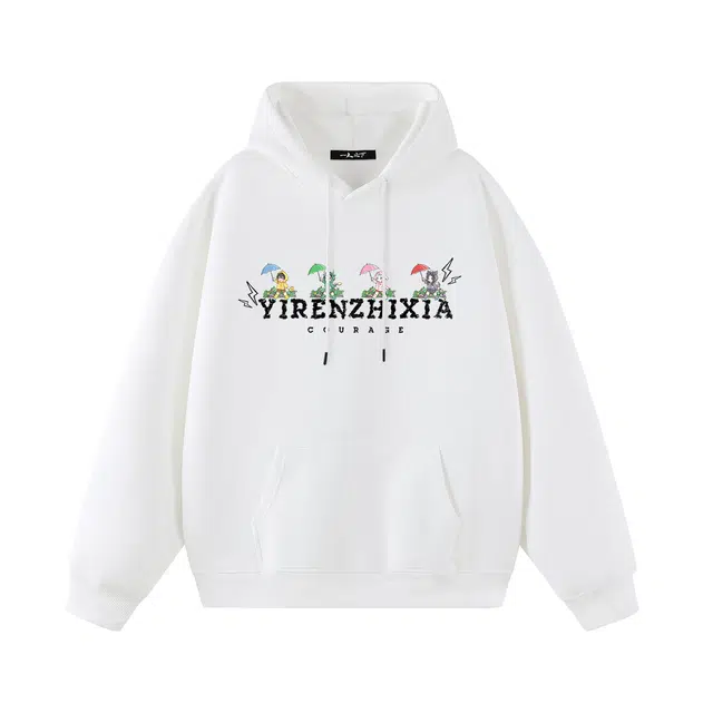 一人之下 美式复古高街潮流印花简约经典时尚宽松潮牌高级感情侣休闲百搭街头风户外运动舒适无性别主义日常基础套头连帽长袖卫衣 男女同款