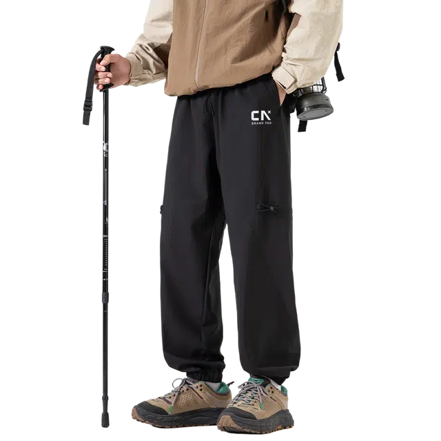 中国航天 复古纯色拼接户外运动防水透气耐磨舒适弹力拉链设计高级时尚日常通勤轻薄速干休闲裤 男女同款