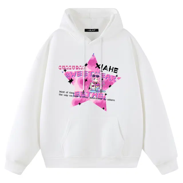 一人之下 美式复古高街潮流印花街头风户外运动舒适无性别主义简约经典时尚宽松日常基础潮牌高级感情侣休闲百搭套头连帽长袖卫衣 男女同款