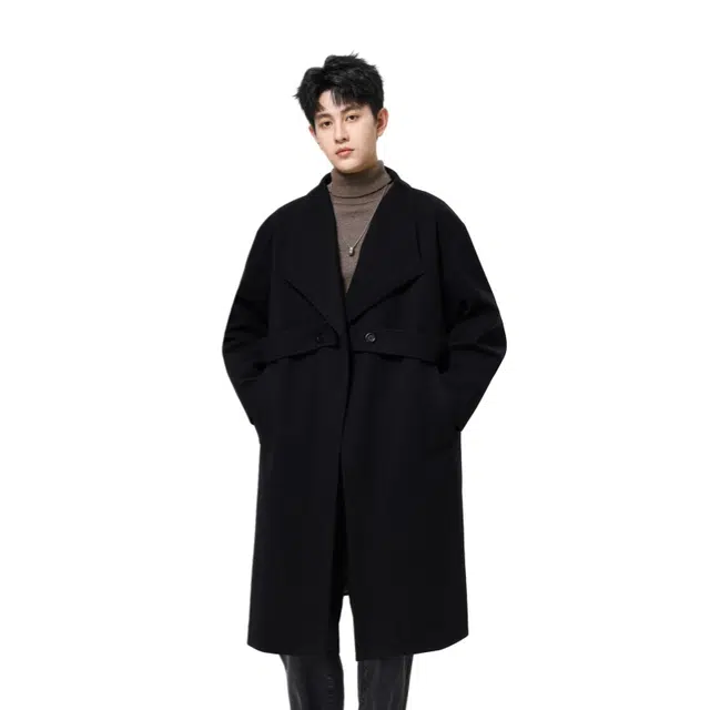 加荣 英伦风复古中长款潮牌休闲慵懒纯色大衣 男女同款