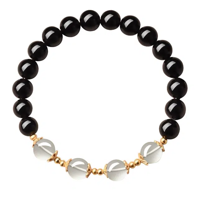 琛宬 【财源滚滚路路通】招财纳福平安喜乐轻奢高级感新中式复古转运文玩小清新时尚百搭#好运 黑曜石 手串 男女同款情侣款