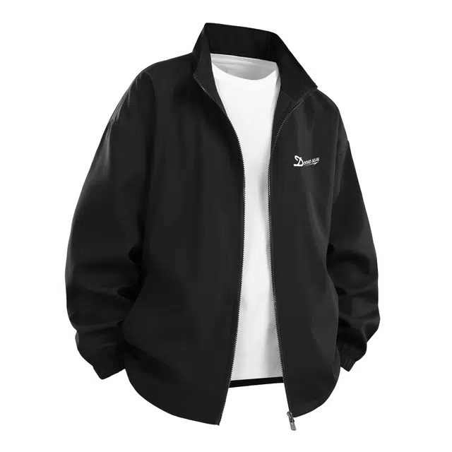 萌芽熊 美式高街外套教练休闲复古立领简约个性百搭户外潮流宽松学院风开衫运动上衣字母印花夹克 男女同款