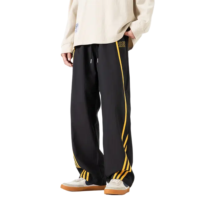 中国航天 户外跑步篮球卫裤日常基础款手工设计系带中腰宽松直筒百搭纯色休闲裤 男女同款