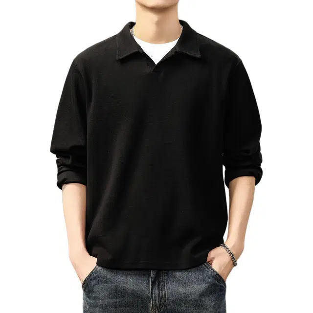 贵色 美式复古华夫格保暖翻领长袖卫衣 男女同款