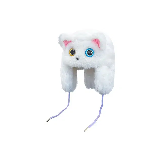 恩僾德 日系可爱卡通毛绒绒高颜值小众保暖加厚护耳帽显脸小 聚酯纤维 雷锋帽 男女同款情侣款