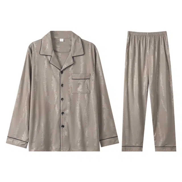 向薇 翻领保暖德绒舒适秋冬季男士长袖长裤青少年可外穿家居服睡衣套装 男款