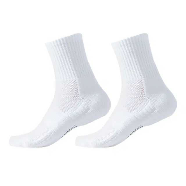二三二三 纯色厚底吸汗防臭毛巾底运动袜轻盈透气舒适简约百搭户外通勤休闲袜耐磨柔软高弹体育运动滑雪跑步健身青少年可穿中筒袜 男款