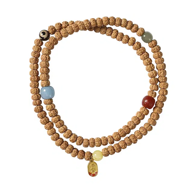 子婳 八方来财诸事顺利转运天珠手持多圈盘玩文玩佛珠小众时尚清新简约百搭串珠 金刚菩提 手串 男女同款情侣款