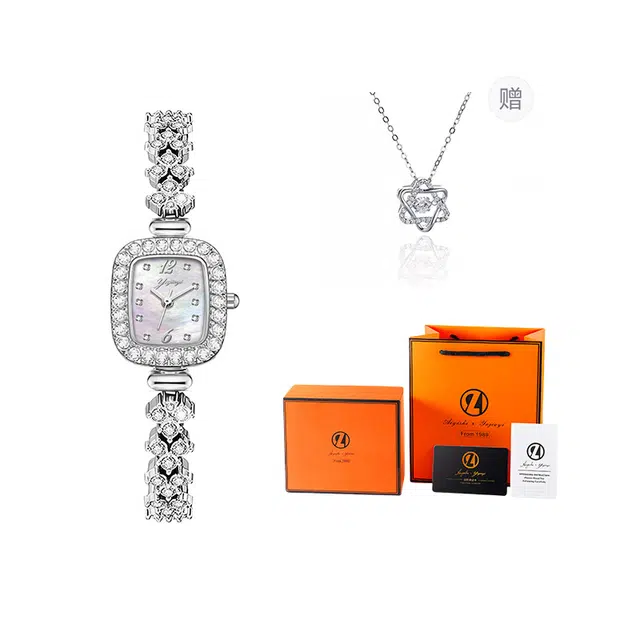 雅嘉怡 腕表 石英机芯 合金表带 彩色表盘 女表 闪亮百搭高颜值女士手表潮流时尚浪漫气质奢华温柔公主风满钻镶嵌小众轻奢女款精致礼盒