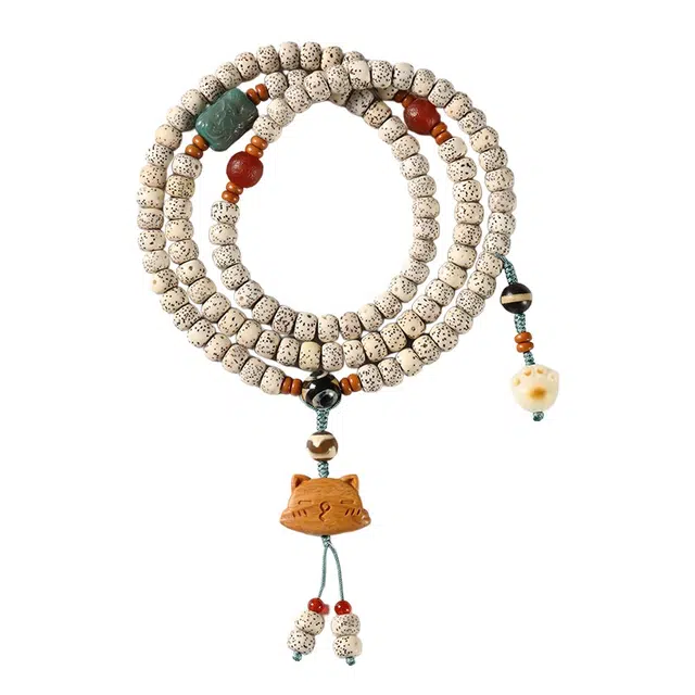 子婳 招财纳福诸事顺利 手持多圈文玩佛珠新中式国风复古时尚简约吉祥好运百搭 星月菩提 手串 男女同款情侣款