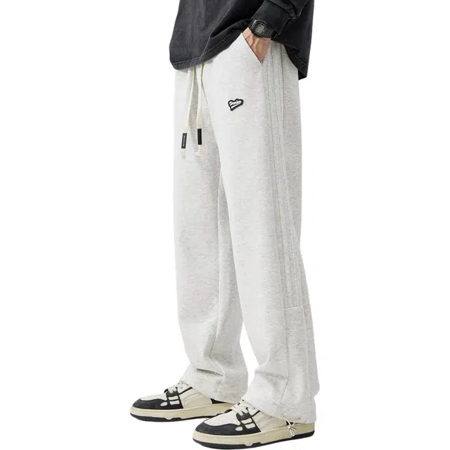 协协乐 解构拼接氛围感卫裤秋冬季高街机能风宽松直筒阔腿垂坠感拖地裤青少年弹力抽绳百搭运动长裤休闲裤 男款