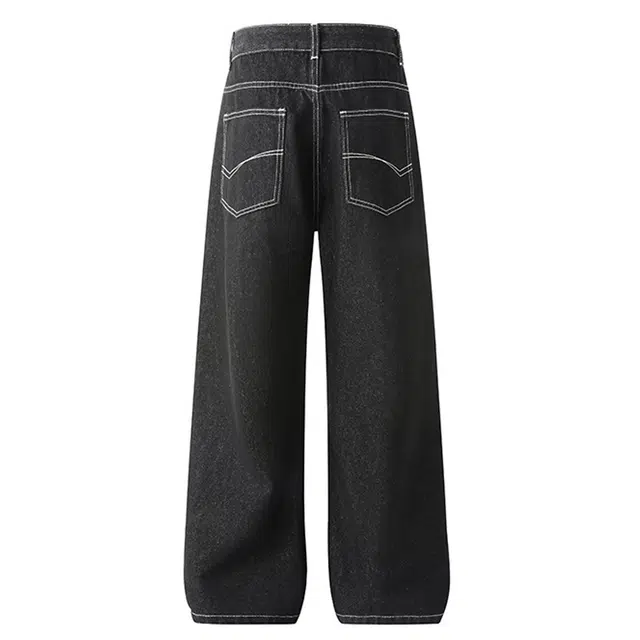 左岸 美式复古高街潮牌简约宽松弯刀阔腿百搭舒适纯色废土风基础重水洗原牛黑微喇牛仔裤 男女同款