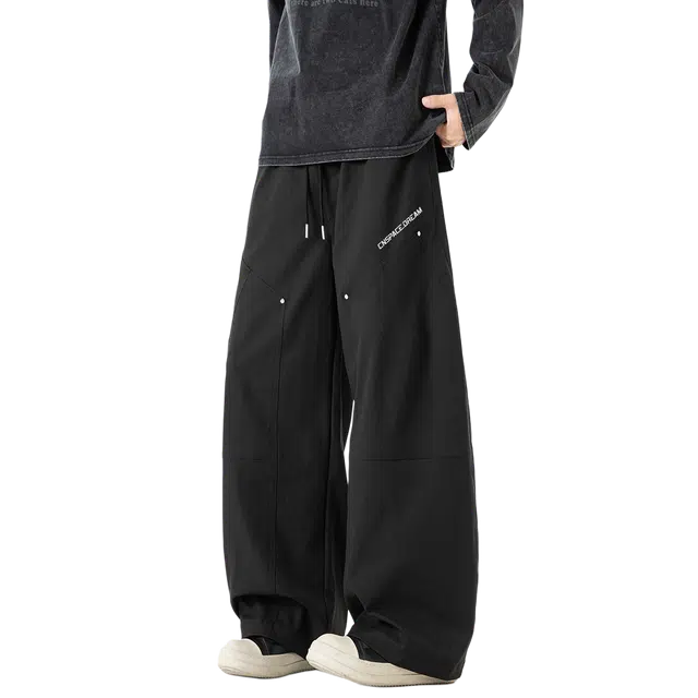 中国航天 美式高街重磅卫裤潮牌抽绳长裤子宽松百搭基础款通勤日系跑步潮流针织运动裤休闲裤 男女同款