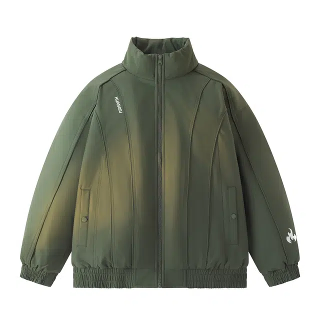 HUANQIU Classic Flame Logo Zip-Up Jacket