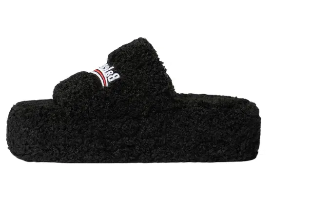 Balenciaga Furry Slide Black
