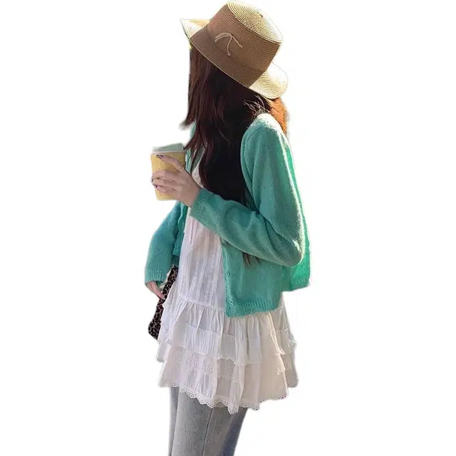 纤丝鸟 简约学院风韩系宽松显瘦设计舒适休闲百搭针织衫 女款