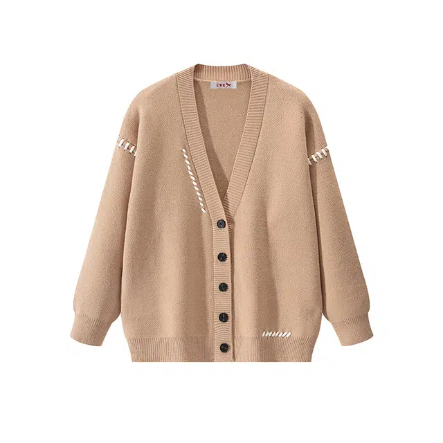 红蜻蜓 百搭休闲合身慵懒潮流学院风针织衫外套 男女同款