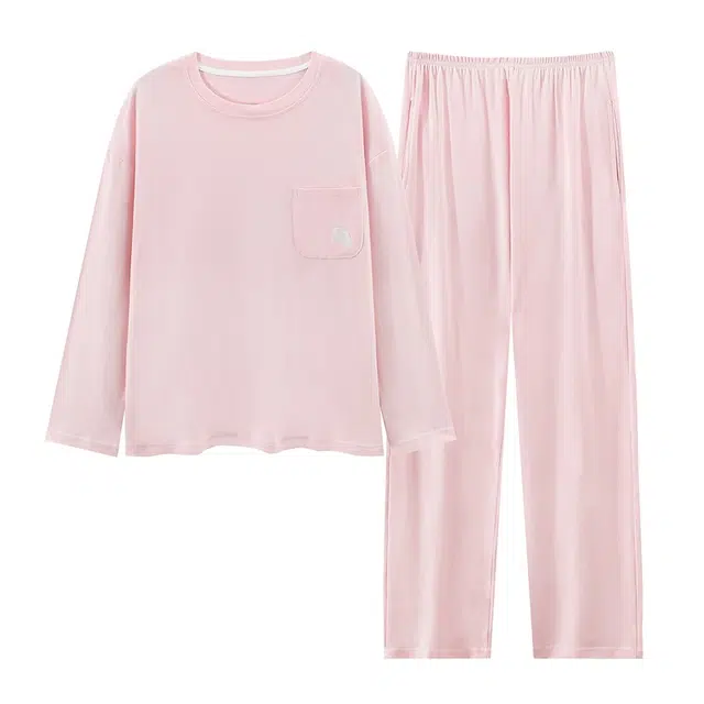 芬腾可安 秋冬休闲简约显瘦舒适透气套头纯棉亲肤家居服外出可穿睡衣套装 女款