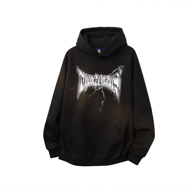 海底小纵队 美式高街长袖时尚品牌字母虚影闪电印花宽松落肩上衣休闲潮牌运动舒适嘻哈学院风学生百搭简约连帽无绳国潮卫衣 男女同款