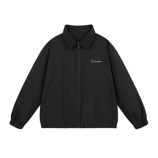 萌芽熊 美式高街系列翻领教练外套拉链复古字母印花宽松简约休闲运动上衣情侣百搭个性学院风户外潮流开衫夹克 男女同款