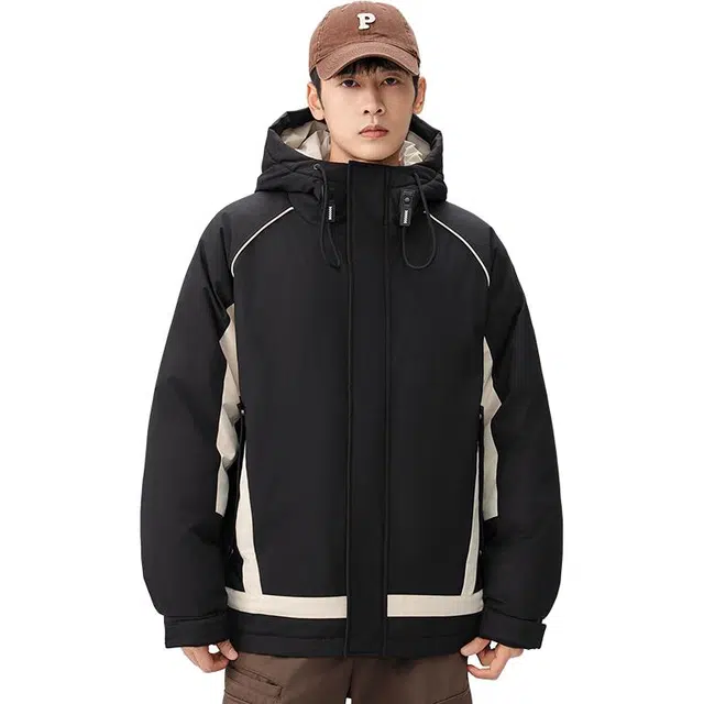 洋气先生 美式潮牌户外通勤宽松柔软舒适休闲防风保暖抗寒连帽面包服羽绒服 男女同款