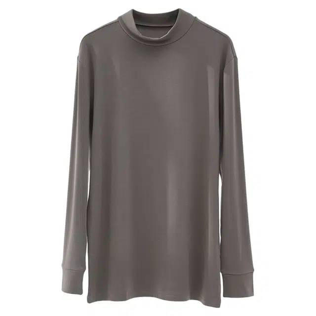 潞优野 轻奢舒适无痕莫代尔半高领打底衫秋冬季百搭纯色厚款磨毛秋衣保暖上装 男款