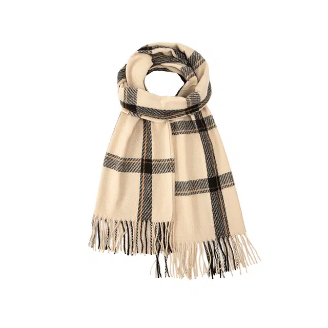 红豆 简约大方时尚百搭温暖柔软 涤纶 绒线围巾 男女同款情侣款