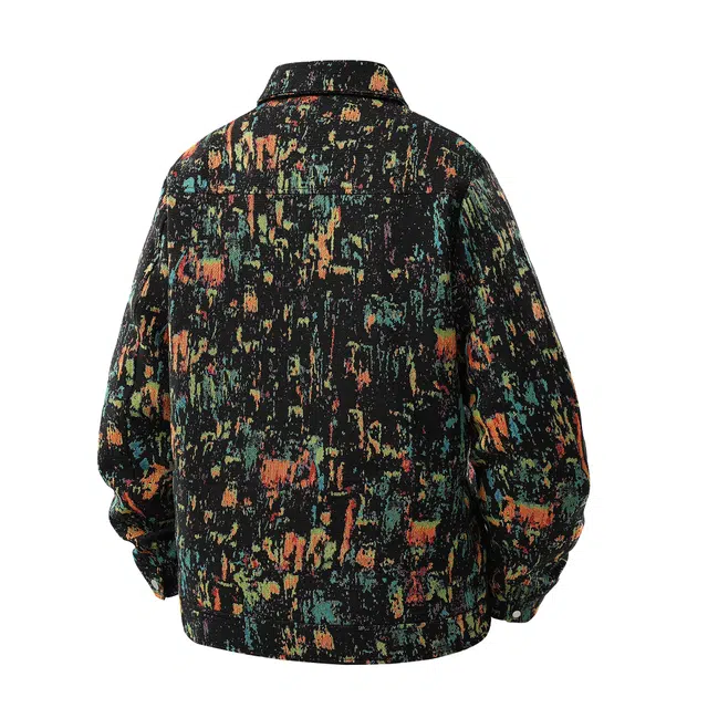 萌芽熊 美式高街系列外套碎花色织提花复古小香风美拉德色系情侣工装衬衫式个性百搭潮流宽松开衫学院风夹克 男女同款