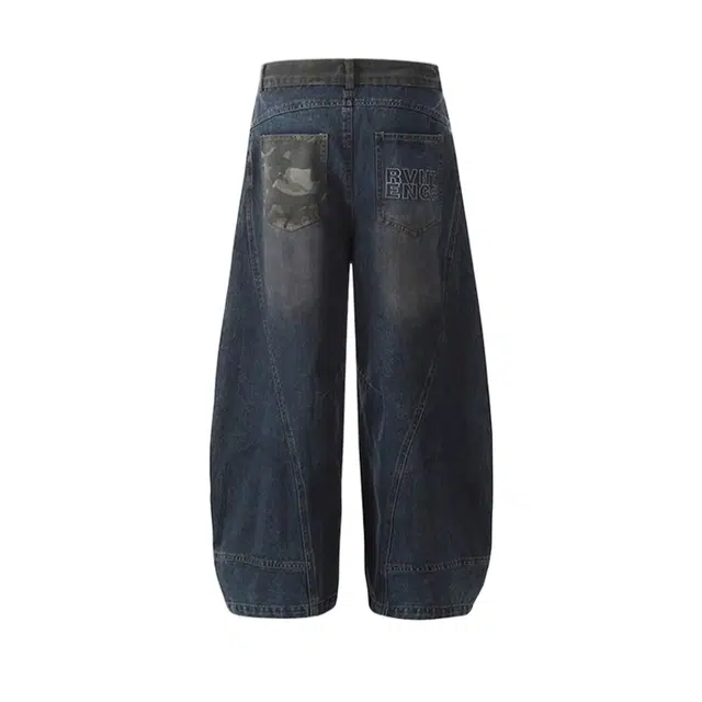 轻迎 秋冬复古设计感弯刀宽松休闲百搭垂感阔腿长裤牛仔裤 男款