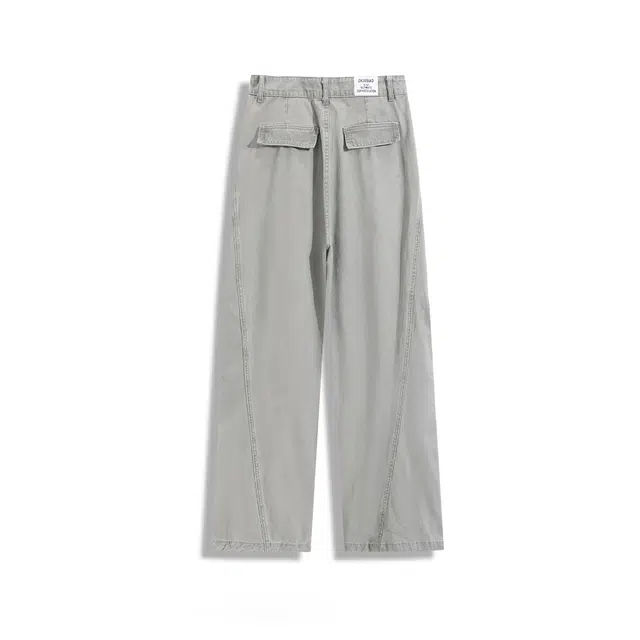欧路得 欧路得 美式多口袋工装男女秋季潮牌宽松褶皱阔腿裤设计感伞兵裤子牛仔裤 男款