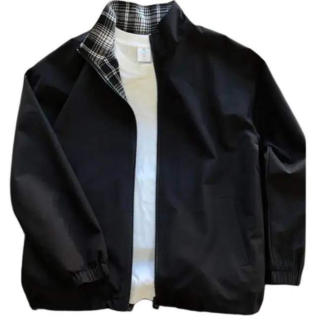 单爵 格子拼接外套男款秋季情侣装上衣翻领棒球服立领夹克 男女同款