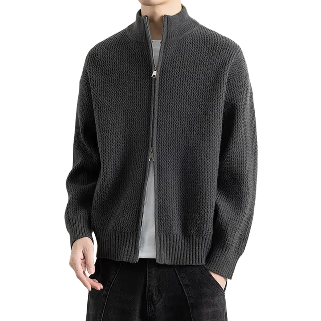 素杭 设计感简约纯色立领毛衣外套高级双拉链开衫日常休闲百搭中性风针织衫 男女同款