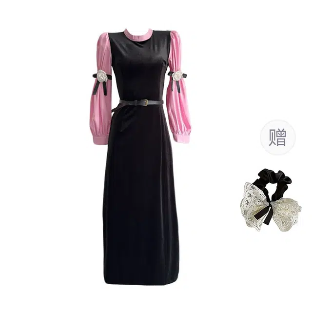 涂诗菲 法式温柔优雅氛围感时尚休闲气质百搭高级设计感收腰显瘦长袖连衣裙 女款