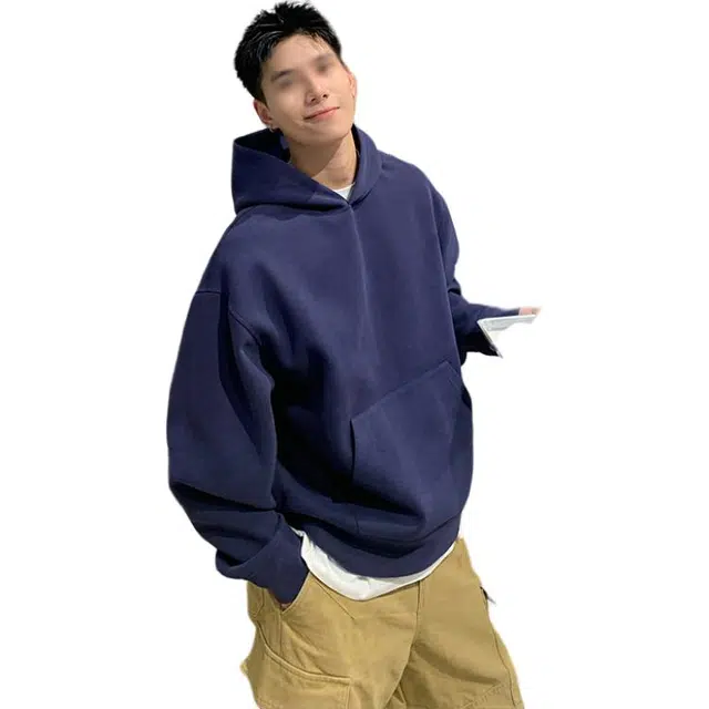 单爵 连帽上衣男秋季硬挺美式外套复古短宽帽衫卫衣 男女同款