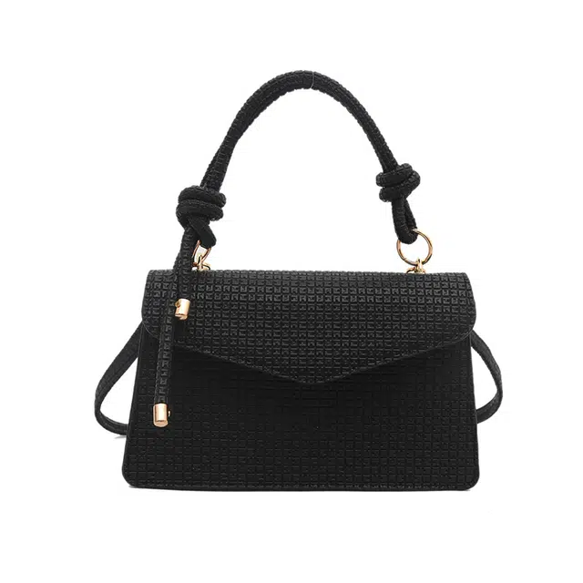 米囹 时尚百搭 小方包 单肩斜挎包 常规 黑色