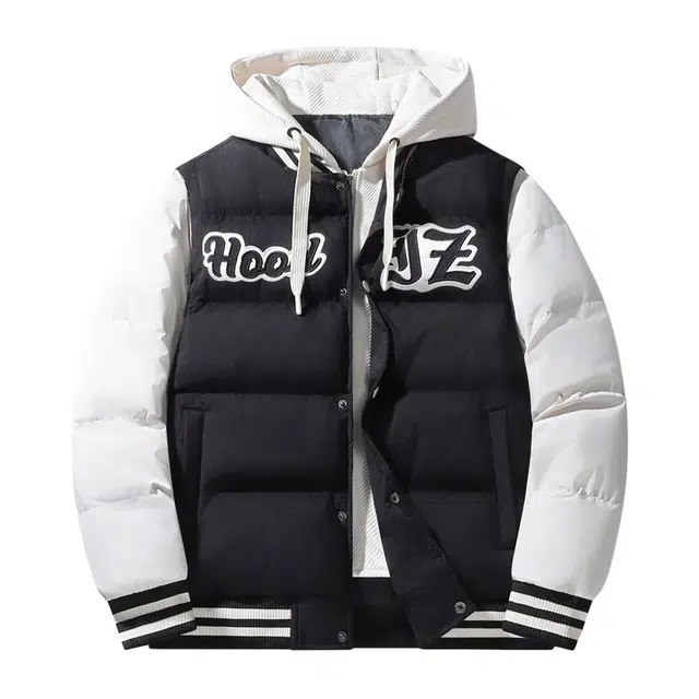 棉基因 春秋季拼接假两件飞行员夹克防寒优质棉棒球服高个子小个子日系男简约潮流美式高街工装风青少年职场通勤学院风棉衣外套 男女同款