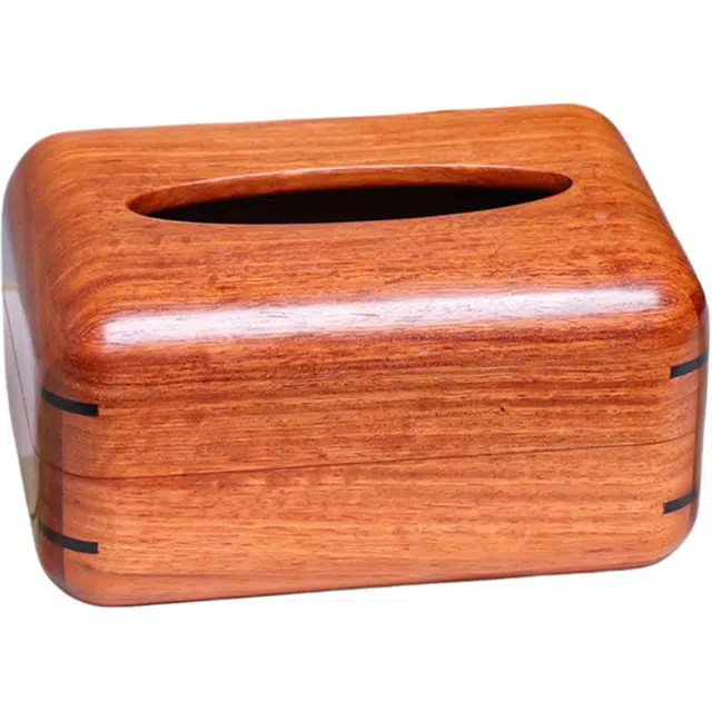 得笙陌 全独板面包榫卯结构新中式创意复古实用抽纸盒 缅花 木作盒子 男女同款情侣款