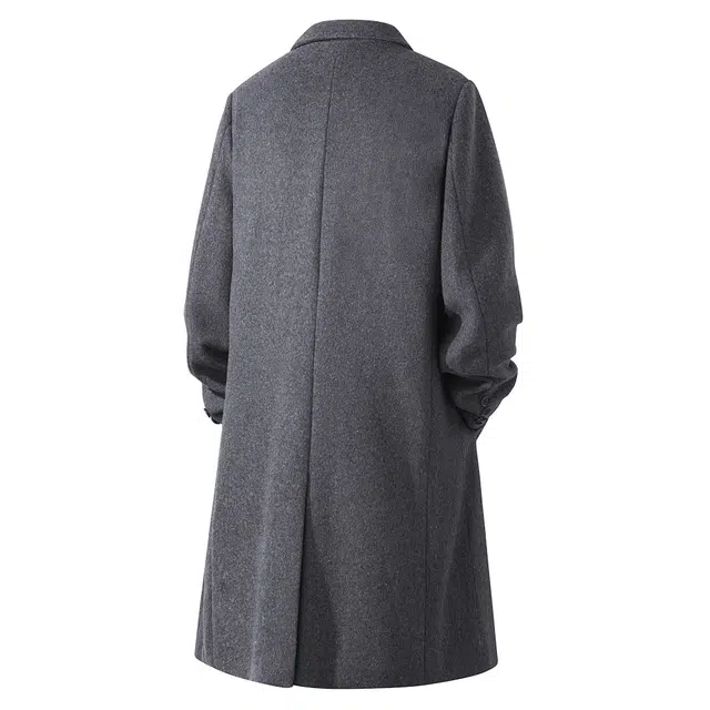 巴塞罗那足球俱乐部 韩系氛围感慵懒轻奢英伦风高级感时尚休闲宽松百搭中长款单排扣呢子翻领羊毛大衣 男女同款