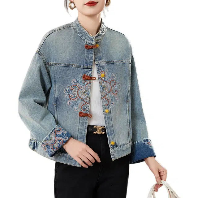 邦固依品 春秋流行款中式轻国风小个子休闲短款夹克女上衣牛仔外套 女款