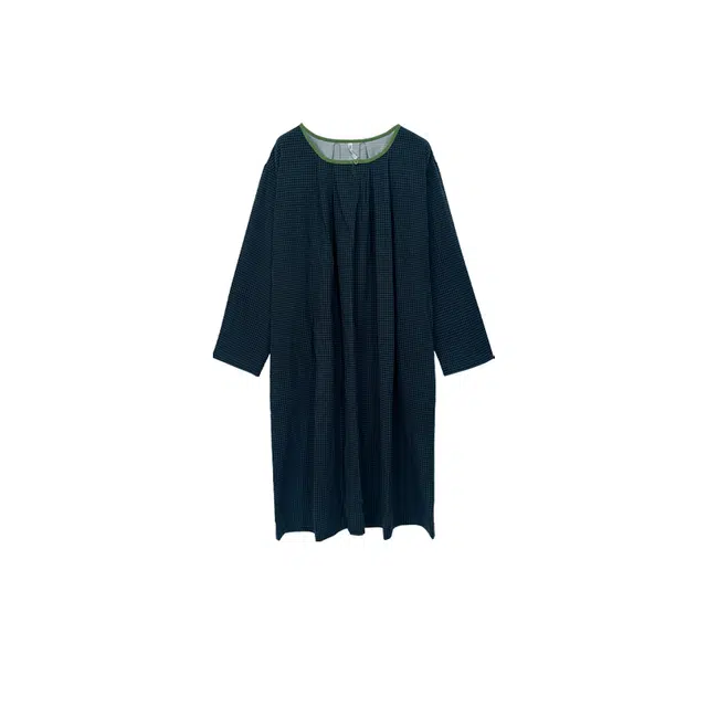 贝妍 柔软棉氛围感宽松格子长袖方领睡裙 女款