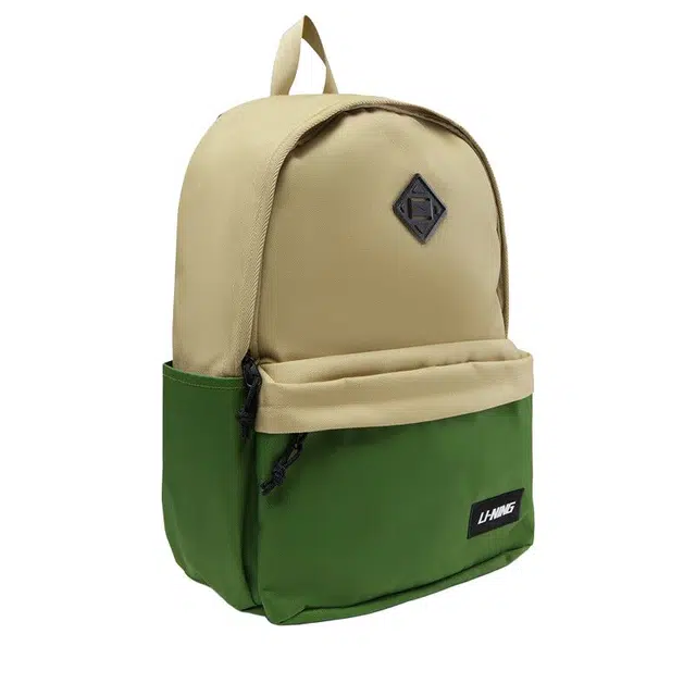 李宁儿童 运动生活系列 时尚轻便简约运动休闲 聚酯纤维 童包 青少年 褐色配绿色