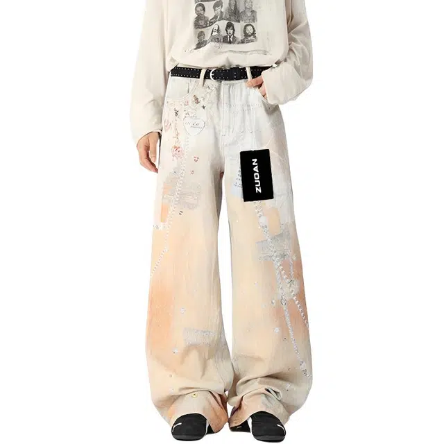 左岸 美式高街潮流百搭舒适宽松简约时尚个性高级感休闲小众学院风港风潮牌牛仔裤 男款