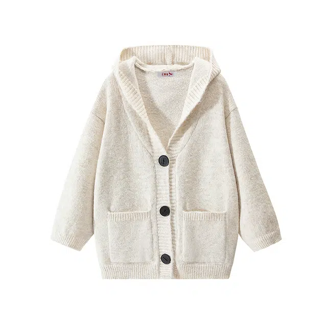 红蜻蜓 百搭休闲合身连帽纽扣学院风针织衫外套 男女同款